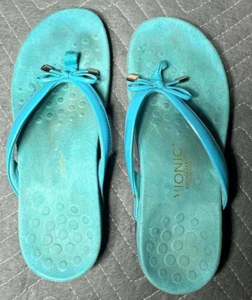 Vionic Bella II Orthotic Flip Flop Sandals Women's Size 8 turquoise